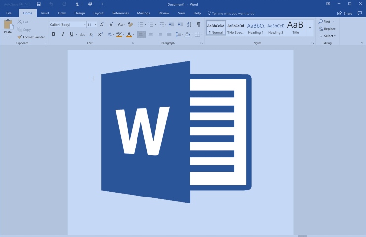 La schermata di Microsoft Word