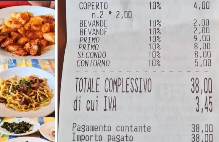 Scontrino della trattoria